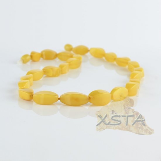 Natural amber necklace polished butterscotch octahedron